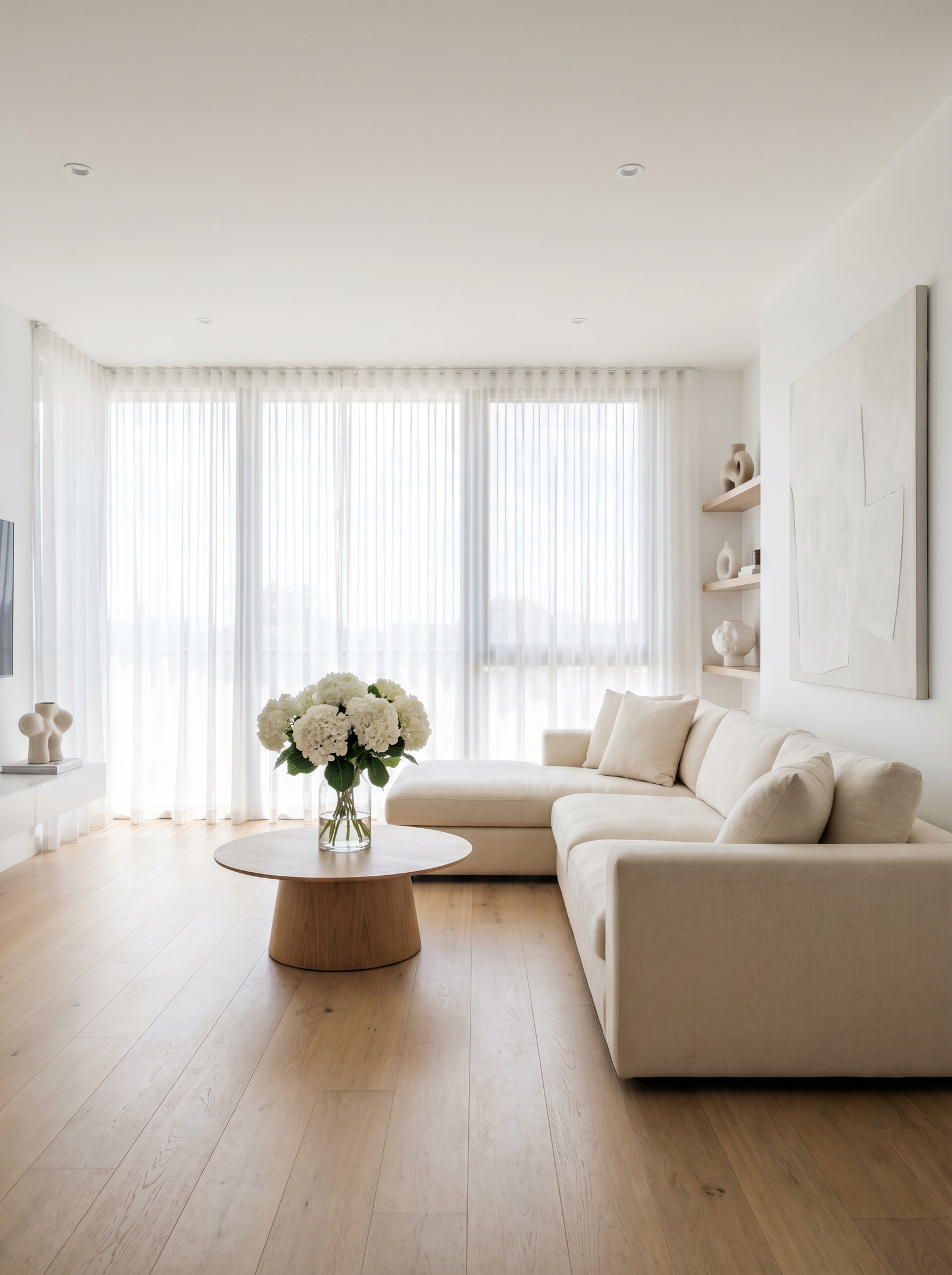 Bright, immaculate living room after a Brightline clean